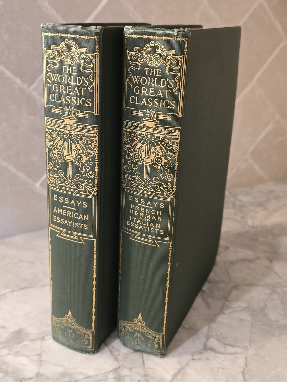2 Antique Books from "The World's Great Classics" series French Italian Essays